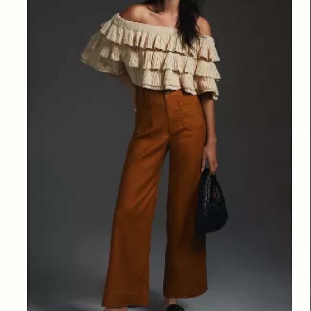 Maeve Collette Gold Ankle Cropped Pants